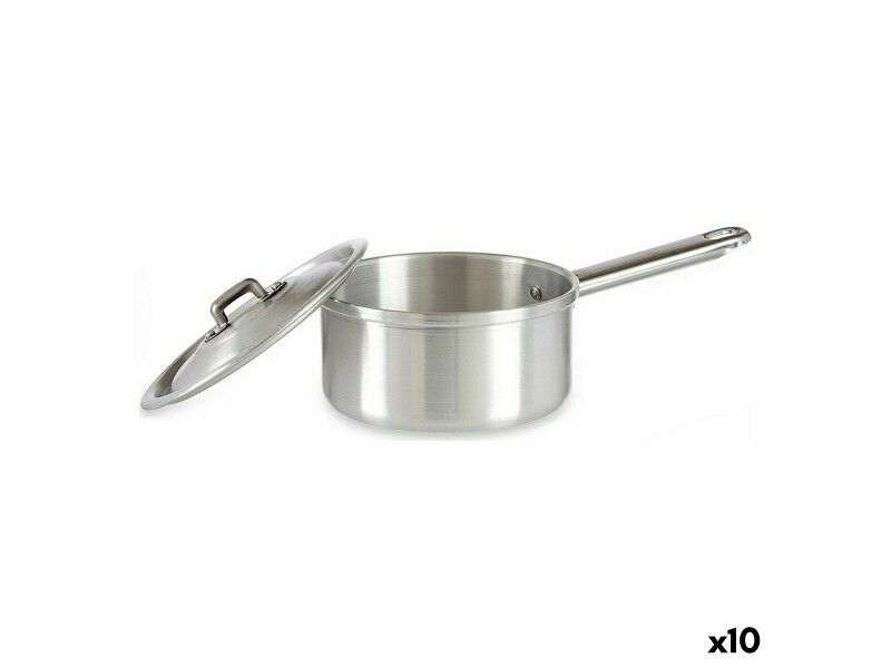 Garnek z Pokrywką Kinvara 100018 Srebrzysty Aluminium Ø 14 cm 1 L (10 Sztuk)