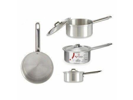 Garnek z Pokrywką Kinvara 100018 Srebrzysty Aluminium Ø 14 cm 1 L (10 Sztuk)