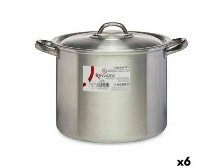 Garnek z Pokrywką Kinvara 100035 Srebrzysty Aluminium Ø 24 cm (6 Sztuk)