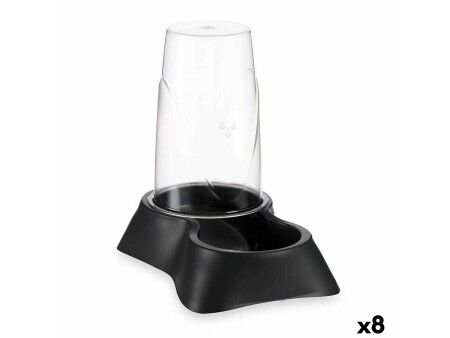 Karmnik dla Zwierząt Dozownik Antracyt Plastikowy 1,5 L 16 x 25 x 24 cm (8 Sztuk)