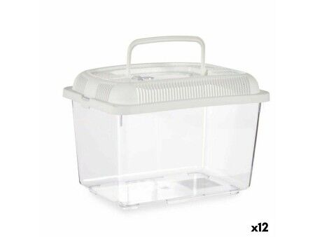 Akwarium Z uchwytem Średni Biały Plastikowy 3 L 17 x 16 x 24 cm (12 Sztuk)