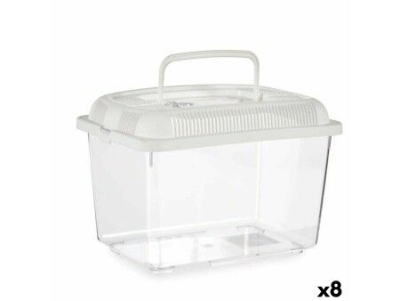 Akwarium Z uchwytem Duży Biały Plastikowy 7 L 20 x 20 x 30 cm (8 Sztuk)