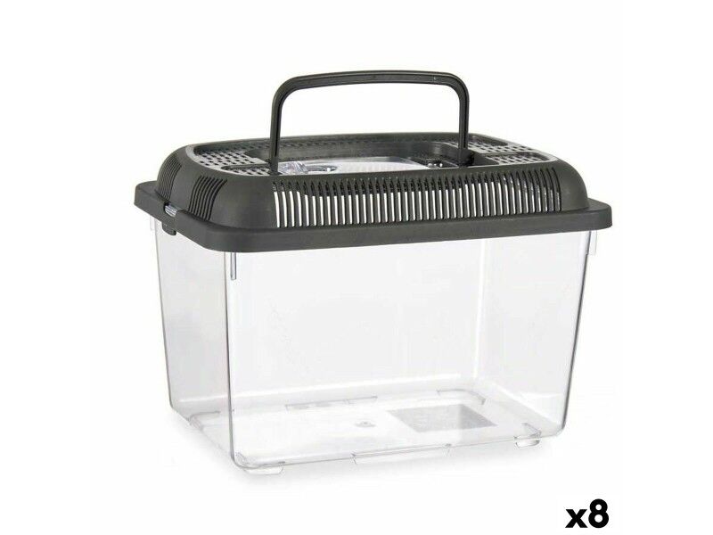 Akwarium Z uchwytem Duży Szary Plastikowy 7 L 20 x 20 x 30 cm (8 Sztuk)