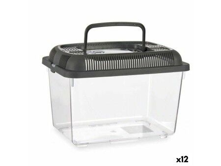 Akwarium Z uchwytem Średni Antracyt Plastikowy 3 L 17 x 16 x 24 cm (12 Sztuk)