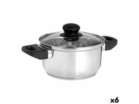 Garnek ze Szklaną Pokrywką Kinvara 16689B Srebrzysty 1,8 L 28 x 9 x 18 cm (6 Sztuk)