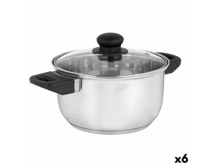 Garnek ze Szklaną Pokrywką Kinvara 16689B1 Srebrzysty 2,5 L 31 x 10,5 x 20 cm (6 Sztuk)