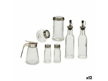 Condiment container set Srebrzysty Metal (12 Sztuk)