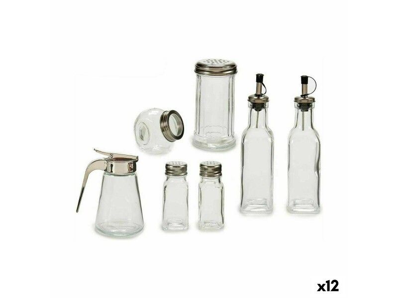 Condiment container set Srebrzysty Metal (12 Sztuk)