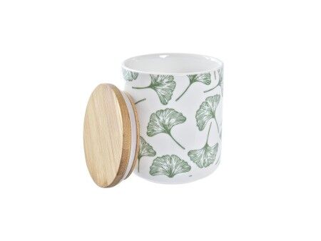 3 pojemniki masy DKD Home Decor Naturalny Biały Kolor Zielony Bambus Kamionka Tropikalny 10 x 10 x 17 cm
