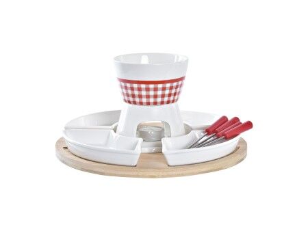 Zestaw do fondue DKD Home Decor Czerwony 26,5 x 26,5 x 1,5 cm (10 pcs)