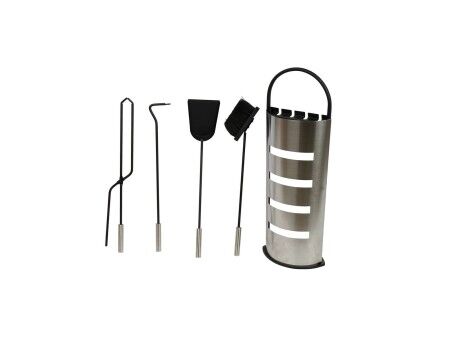 Przybory kominkowe DKD Home Decor Srebrzysty Stal 23 x 15 x 66 cm (4 Części)