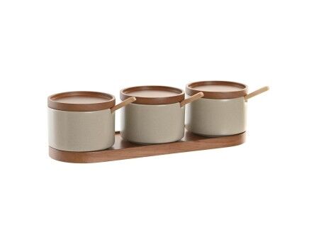 Pojemnik na Cukier DKD Home Decor Brązowy Beżowy Drewno kauczukowe 29 x 10 x 7 cm