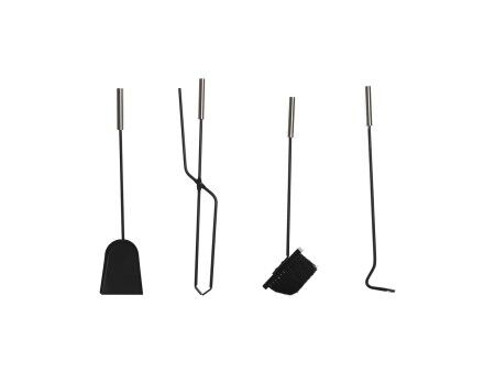 Przybory kominkowe DKD Home Decor Czarny Stal nierdzewna Stal 11 x 2 x 51 cm (4 Części)
