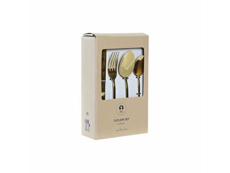 Zastawa stołowa DKD Home Decor Czarny Złoty Stal nierdzewna 2 x 0,3 x 21 cm 16 Części
