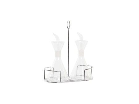 Zestaw do oliwy i octu DKD Home Decor 200 ml 19,5 x 10 x 23,5 cm Metal Przezroczysty 2 Sztuk Szkło borokrzemowe