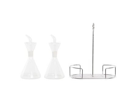 Zestaw do oliwy i octu DKD Home Decor 200 ml 19,5 x 10 x 23,5 cm Metal Przezroczysty 2 Sztuk Szkło borokrzemowe