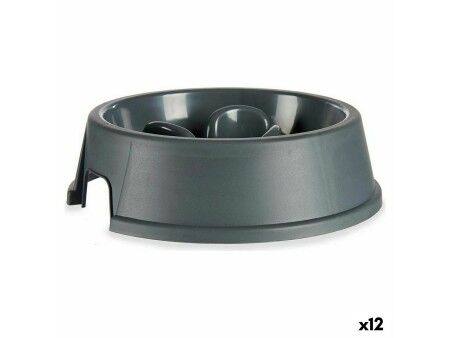 Miska Spowalniająca Jedzenie dla Zwierząt Domowych Antracyt Plastikowy (27 x 7,5 x 27 cm) (12 Sztuk)