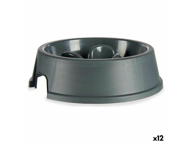 Miska Spowalniająca Jedzenie dla Zwierząt Domowych Antracyt Plastikowy (27 x 7,5 x 27 cm) (12 Sztuk)