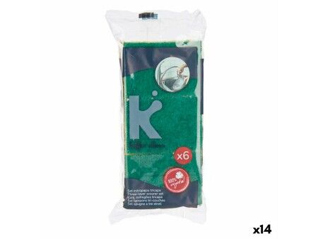 Zestaw czyścików Włókno ścierne Żółty Kolor Zielony Celulóza 9 x 5,5 x 2,5 cm (14 Sztuk)