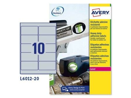 Kleje/Etykiety Avery 20 Kartki 96 x 50,8 mm Srebrzysty