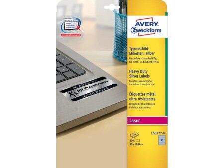 Kleje/Etykiety Avery 20 Kartki 96 x 50,8 mm Srebrzysty