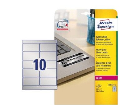 Kleje/Etykiety Avery 20 Kartki 96 x 50,8 mm Srebrzysty