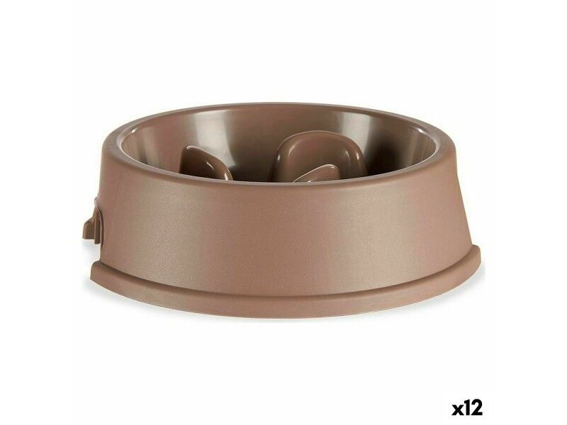 Miska Spowalniająca Jedzenie dla Zwierząt Domowych Beżowy Plastikowy (27 x 7,5 x 27 cm) (12 Sztuk)