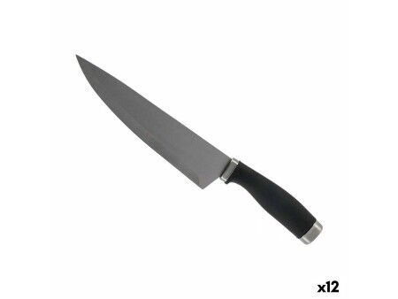Nóż kuchenny Kinvara KT11-5603-01 Czarny Srebrzysty Stal nierdzewna Plastikowy 5 x 2 x 33 cm (12 Sztuk)