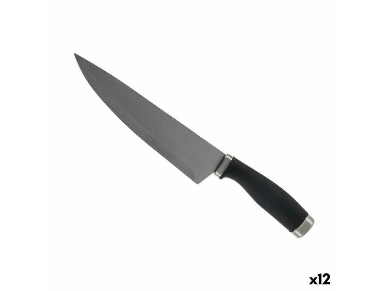 Nóż kuchenny Kinvara KT11-5603-01 Czarny Srebrzysty Stal nierdzewna Plastikowy 5 x 2 x 33 cm (12 Sztuk)