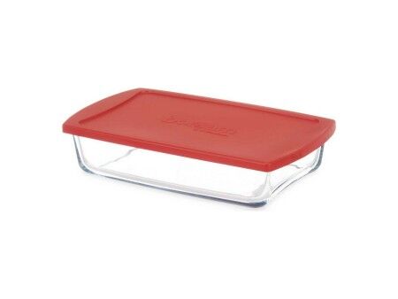 Pojemnik na Lunch Pasabahce Borcam Czerwony Przezroczysty Szkło borokrzemowe 1,3 L (4 Sztuk)