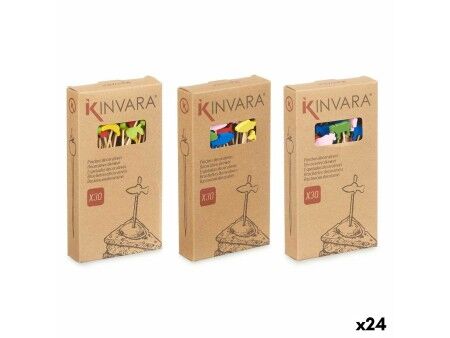 Zestaw do szaszłyków na grilla Kinvara 47527 Bambus 2,5 x 0,4 x 12,5 cm Szpikukec Zdobiony (24 Sztuk)