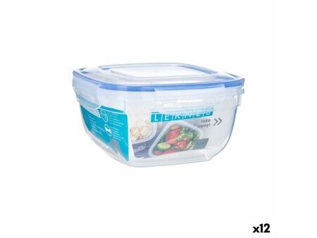 Hermetyczne pudełko na lunch Leknes 30104 Przezroczysty polipropylen Kwadratowy 1,5 L 17 x 10 x 17 cm (12 Sztuk)