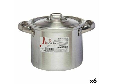Garnek z Pokrywką Kinvara 100030 Srebrzysty Aluminium Ø 14 cm (6 Sztuk)