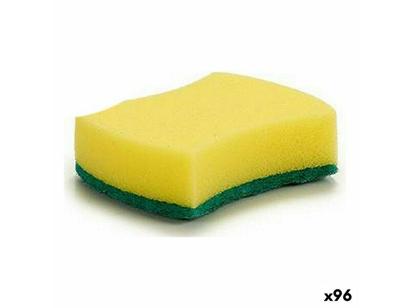 Zmywak Kuchenny Żółty Kolor Zielony Włókno syntetyczne 10 x 3 x 7,5 cm (96 Sztuk)
