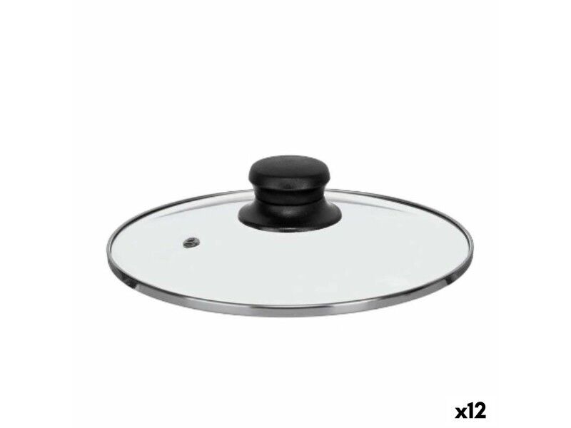 Pokrywna na Garnek Kinvara CN-SW1304-20CM Przezroczysty Srebrzysty Szkło 20 cm (12 Sztuk)
