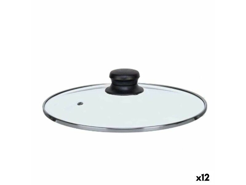 Pokrywna na Garnek Kinvara CN-SW1304-22CM Przezroczysty Srebrzysty Szkło 22 cm (12 Sztuk)