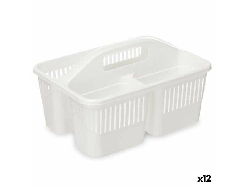 Organizer Oczyszcza Biały Plastikowy 31,3 x 18 x 22 cm (12 Sztuk)