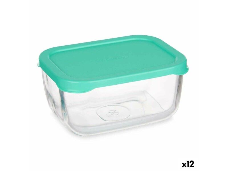 Pojemnik na Lunch Pasabahce SNOW BOX Kolor Zielony Przezroczysty Szkło Polietylen 420 ml 12,5 x 6 x 9,5 cm (12 Sztuk)