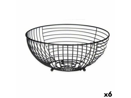 Miska na Owoce Kinvara W7728-1P Czarny Metal 28 x 12 x 28 cm (6 Sztuk)