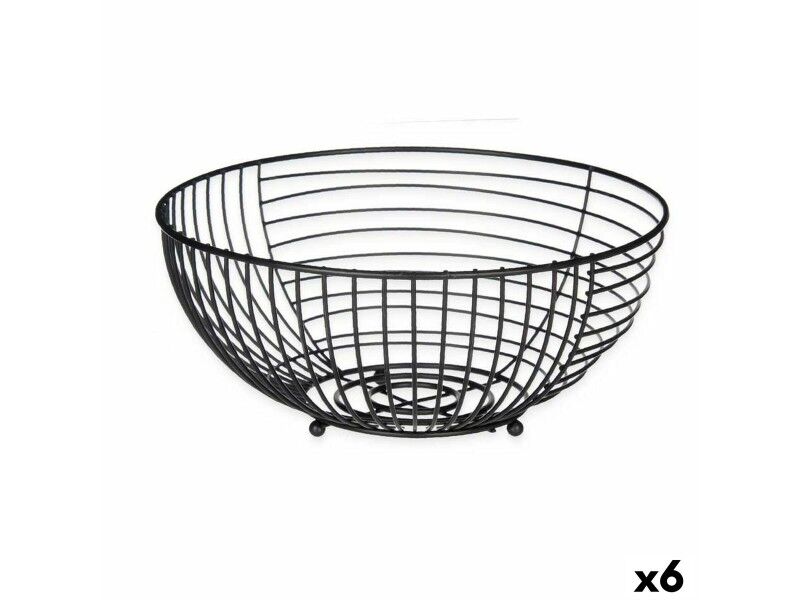 Miska na Owoce Kinvara W7728-1P Czarny Metal 28 x 12 x 28 cm (6 Sztuk)