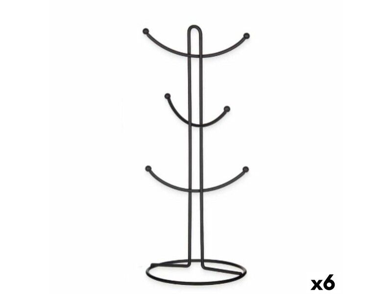 Wieszak na kubki Kinvara CN-W3154-1P Czarny Metal 16 x 39 x 16 cm (6 Sztuk)