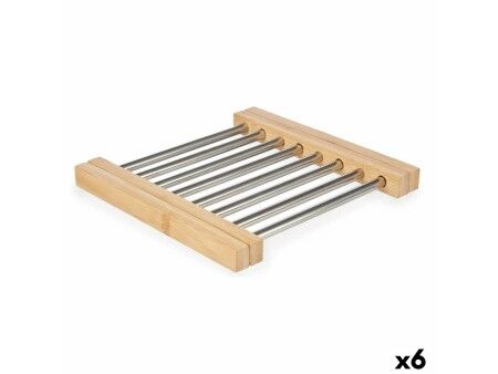 Podkładki na stół Kinvara 90951 Srebrzysty Metal Bambus 36,4 x 2,2 x 21,3 cm (6 Sztuk)