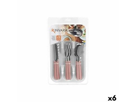 Zestaw sztućców Kinvara KT166096-1C-P Różowy Srebrzysty Stal nierdzewna Plastikowy (6 Sztuk)