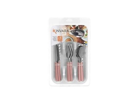 Zestaw sztućców Kinvara KT166096-1C-P Różowy Srebrzysty Stal nierdzewna Plastikowy (6 Sztuk)