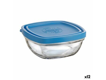Kwadratowe pudełko na lunch z pokrywką Duralex FreshBox Niebieski 300 ml 11 x 11 x 5 cm (12 Sztuk)