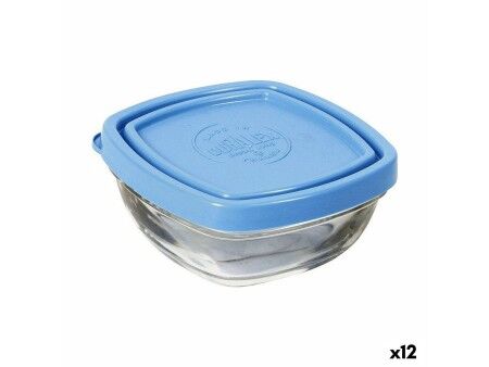 Kwadratowe pudełko na lunch z pokrywką Duralex FreshBox Niebieski 150 ml 9 x 9 x 4 cm (12 Sztuk)