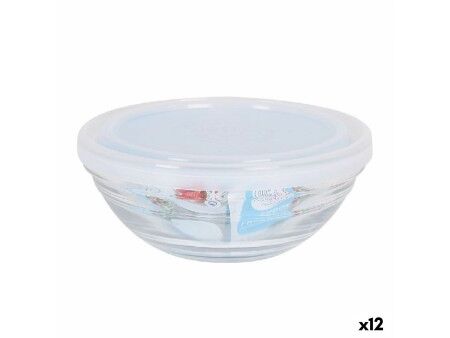 Okrągłe pudełko na lunch z pokrywką Duralex FreshBox Przezroczysty Ø 14 cm (12 Sztuk)