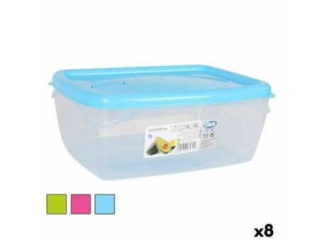 Prostokątne pudełko na lunch z pokrywką Dem 5 L Prostokątny 29,5 x 21,5 x 11,7 cm (8 Sztuk)