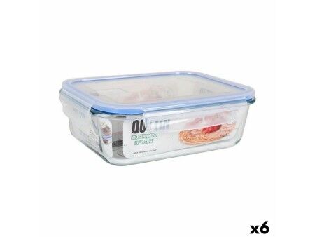 Hermetyczne pudełko na lunch Quttin Prostokątny 1,5 L 23 x 17,5 x 7,6 cm (6 Sztuk)