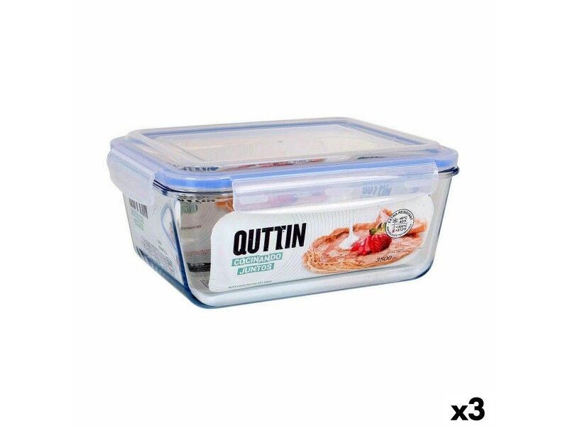 Hermetyczne pudełko na lunch Quttin   Prostokątny 3,5 L (3 Sztuk)